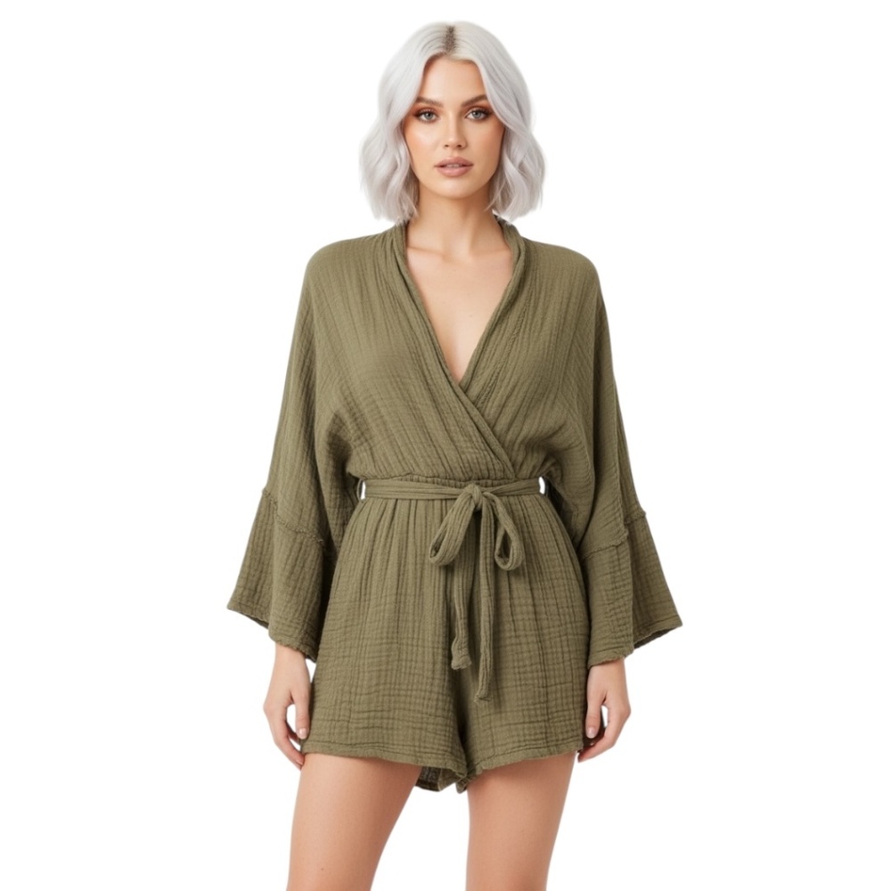 NWT FREE PEOPLE Wrap Kimono Gauze Romper SIZE XS